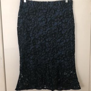 Lane Bryant Blue Lace Fishtail Skirt Sz 14